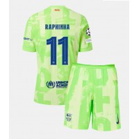 Camisa de Futebol Barcelona Raphinha Belloli #11 Equipamento Alternativo Infantil 2024-25 Manga Curta (+ Calças curtas)